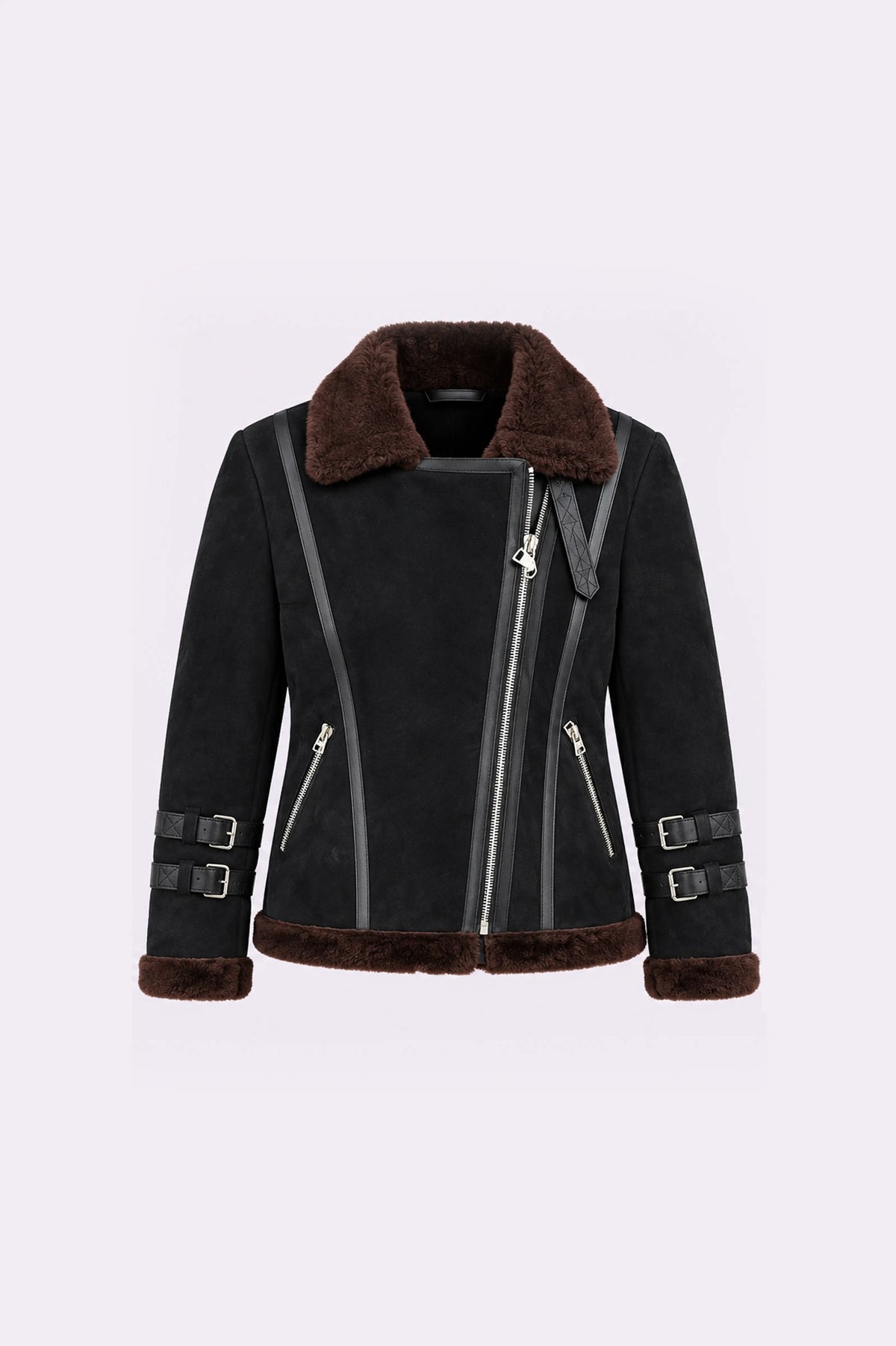 Black Shearling Biker Jacket